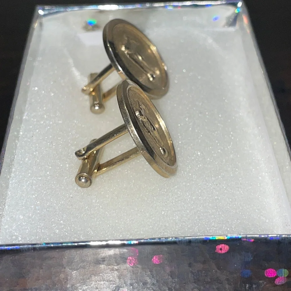 Vintage Cuff Links Bowling 1960'S Gold Tone Color Athletes‎